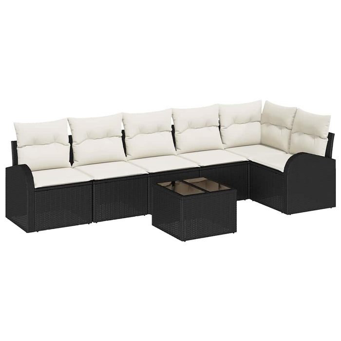 Set de canapele pentru grădină 7 pcs Negru, alb Rattan poli - WALTI WALTI