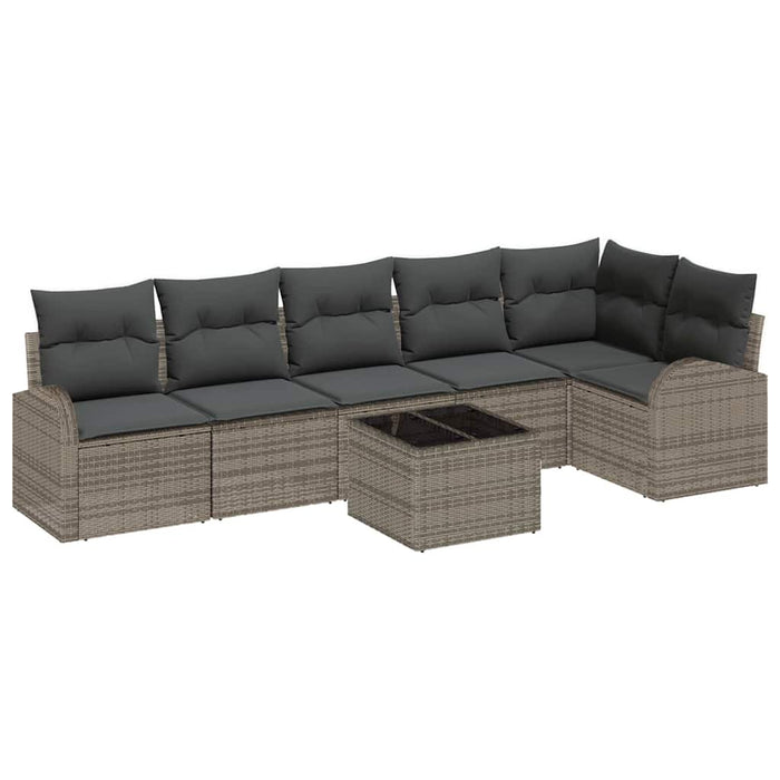 Set de canapele pentru grădină cu pernă 7 pcs Gri Rattan poli - WALTI WALTI