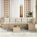 Set de canapele pentru grădină 7 pcs Bej, alb Rattan poli - WALTI WALTI