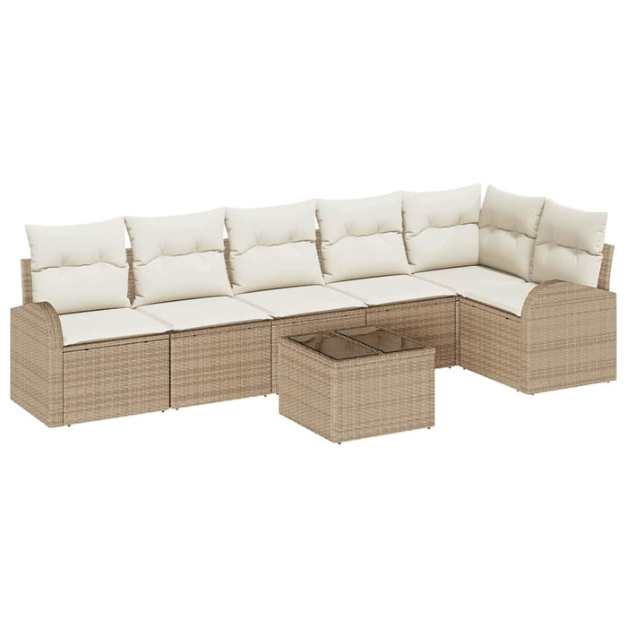 Set de canapele pentru grădină 7 pcs Bej, alb Rattan poli - WALTI WALTI