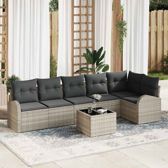 Set de canapele pentru grădină 7 pcs Gri deschis Rattan poli - WALTI WALTI