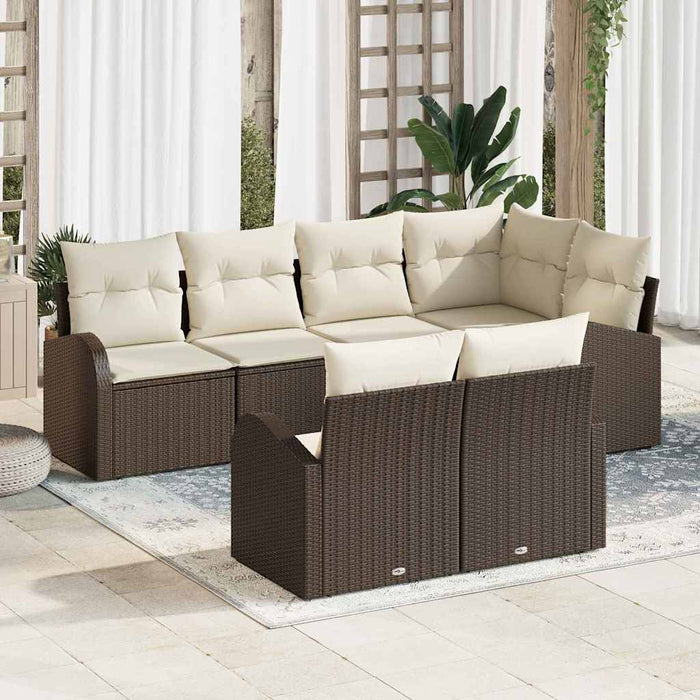 Set de canapele pentru grădină 7 pcs Maro și alb Rattan poli - WALTI WALTI