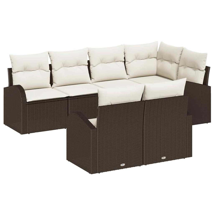 Set de canapele pentru grădină 7 pcs Maro și alb Rattan poli - WALTI WALTI