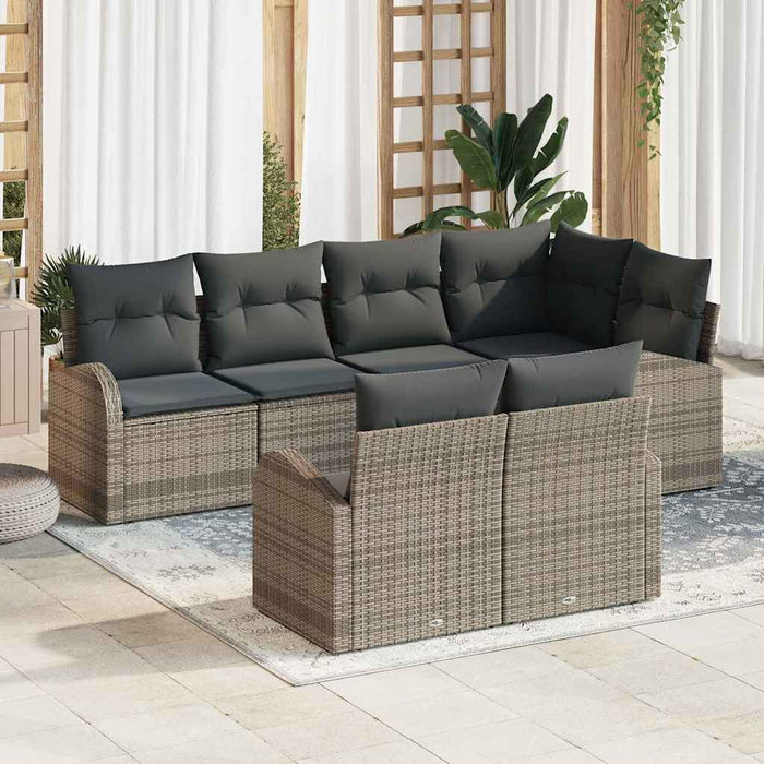 Set de canapele pentru grădină cu pernă 7 pcs Gri Rattan poli - WALTI WALTI
