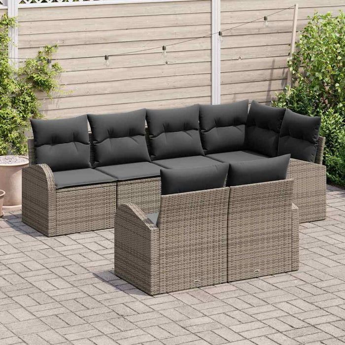 Set de canapele pentru grădină cu pernă 7 pcs Gri Rattan poli - WALTI WALTI