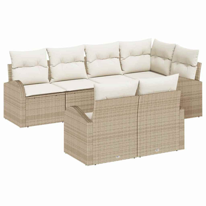 Set de canapele pentru grădină 7 pcs Bej, alb Rattan poli - WALTI WALTI