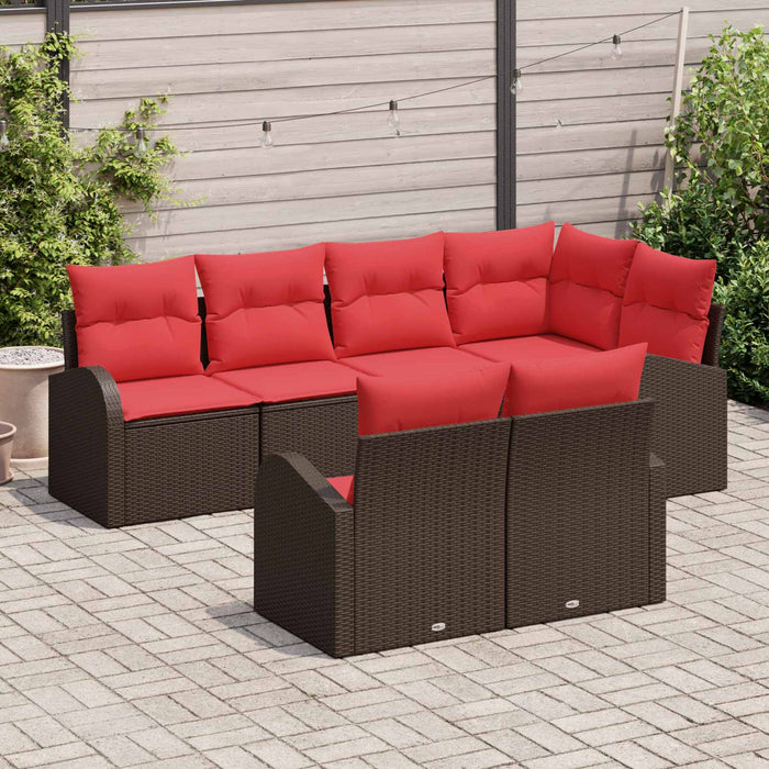 Set de canapele pentru grădină 7 pcs Maro și roșu poliratan - WALTI WALTI