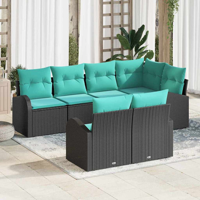 Set de canapele pentru grădină 7 pcs Negru și turcoaz poliratan WALTI