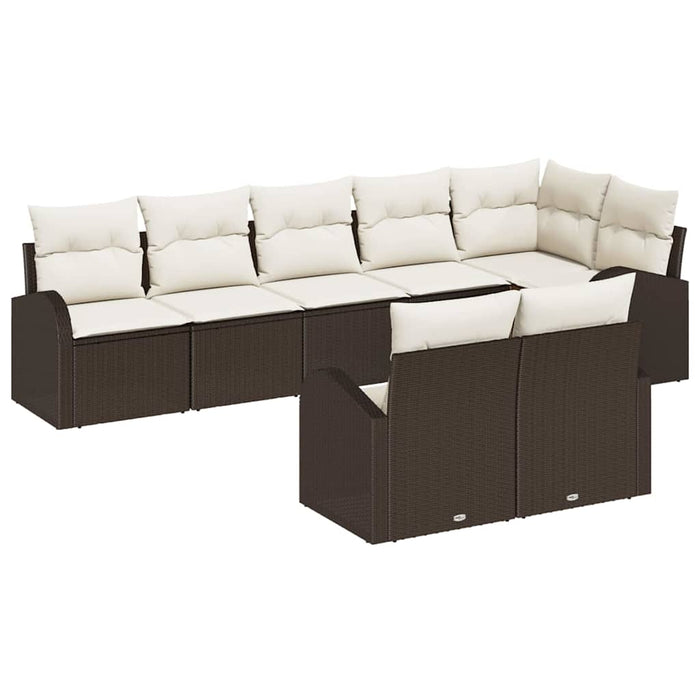 Set de canapele pentru grădină 8 pcs maro și alb Rattan poli - WALTI WALTI