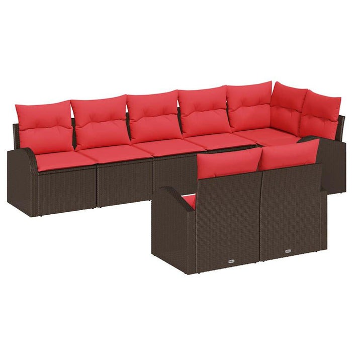 Set de canapele pentru grădină 8 pcs Maro și roșu poliratan - WALTI WALTI