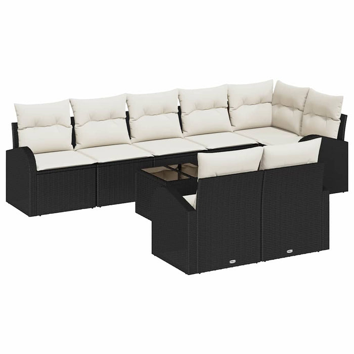 Set de canapele pentru grădină 9 pcs Negru și alb Rattan poli - WALTI WALTI