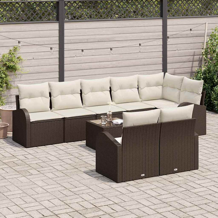 Set de canapele pentru grădină 9 pcs maro și alb Rattan poli - WALTI WALTI