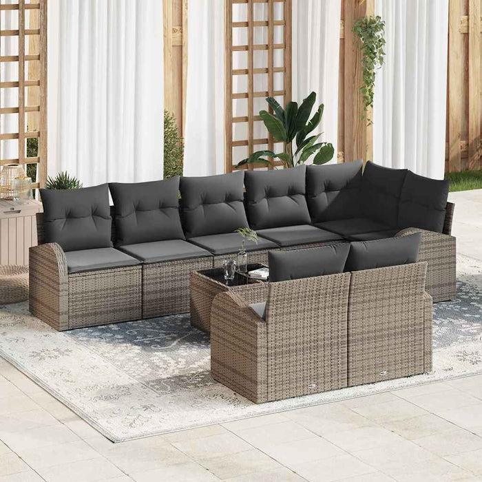 Set de canapele pentru grădină cu pernă 9 pcs Gri Rattan poli - WALTI WALTI