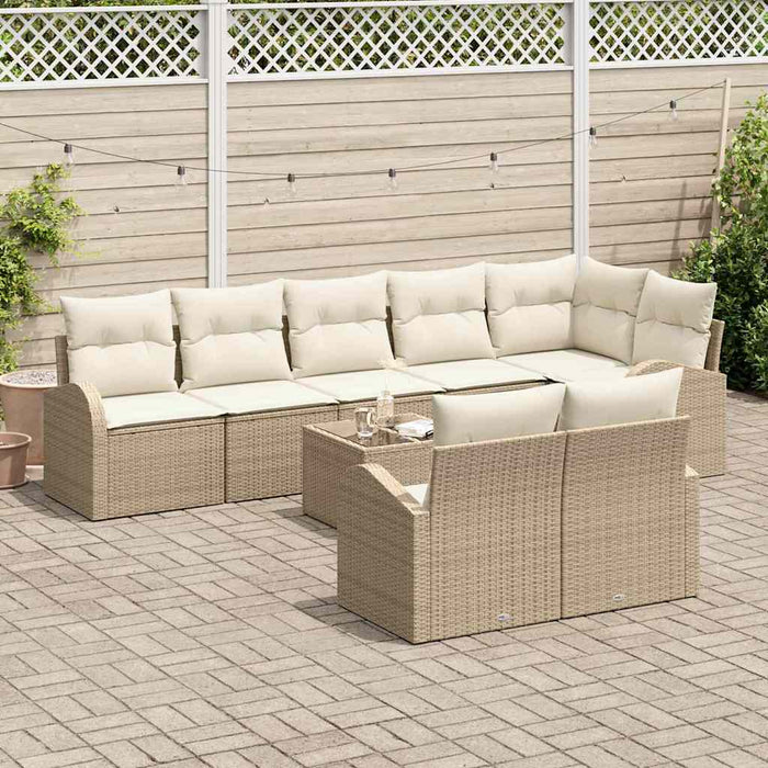 Set de canapele pentru grădină 9 pcs Bej și alb Rattan poli - WALTI WALTI