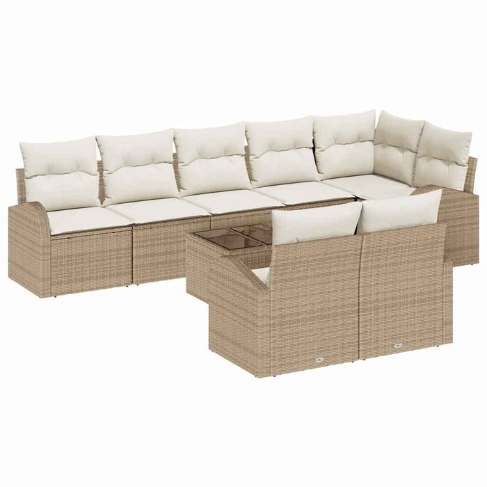 Set de canapele pentru grădină 9 pcs Bej și alb Rattan poli - WALTI WALTI