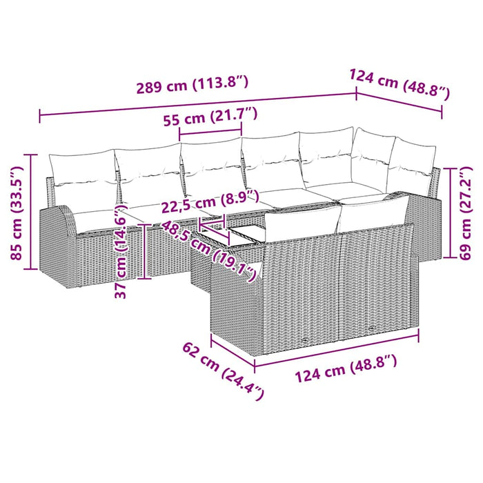 Set de canapele pentru grădină 9 pcs Bej și alb Rattan poli - WALTI WALTI