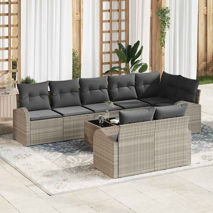 Set de canapele pentru grădină 9 pcs Gri deschis Rattan poli - WALTI WALTI