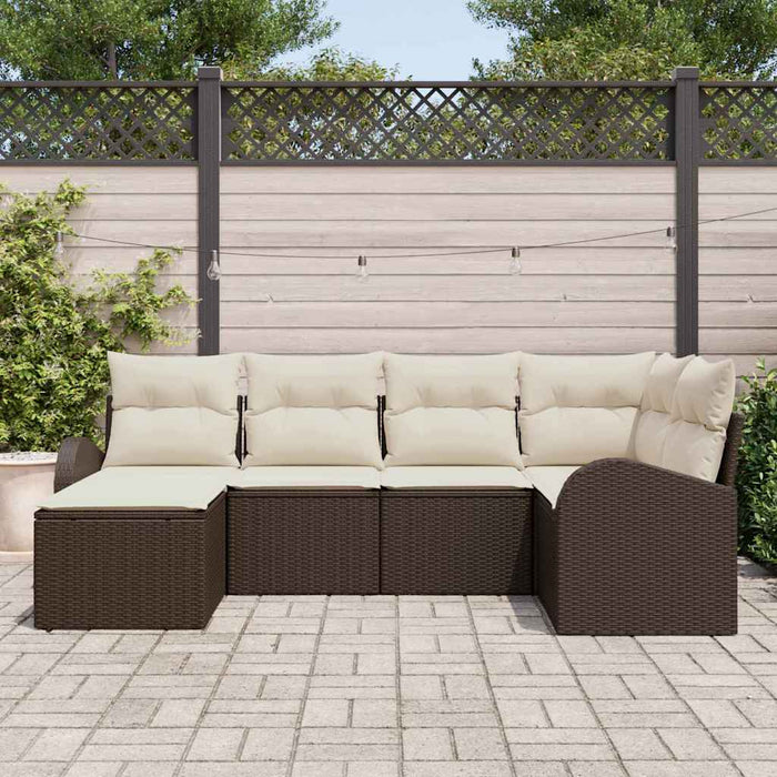 Set de canapele pentru grădină 6 pcs Maro și alb Rattan poli - WALTI WALTI