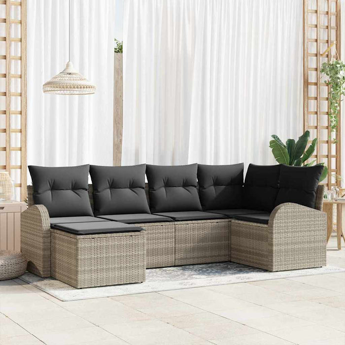 Set de canapele pentru grădină 6 pcs Gri deschis Rattan poli - WALTI WALTI