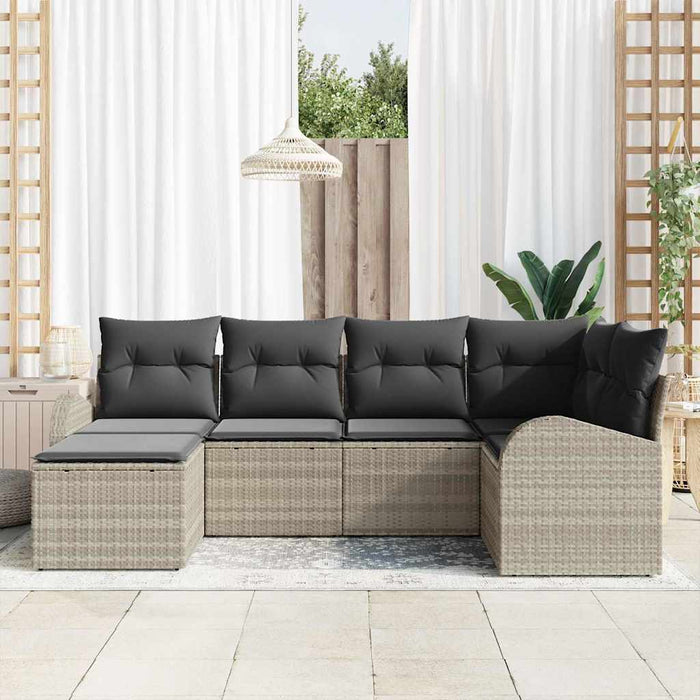Set de canapele pentru grădină 6 pcs Gri deschis Rattan poli - WALTI WALTI