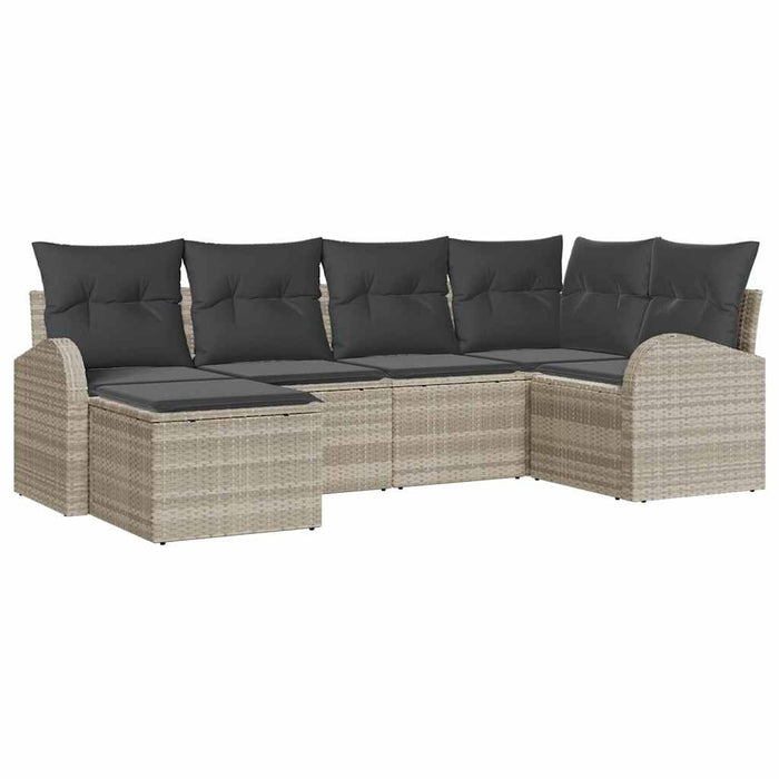 Set de canapele pentru grădină 6 pcs Gri deschis Rattan poli - WALTI WALTI