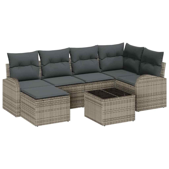Set de canapele pentru grădină cu pernă 7 pcs Gri Rattan poli - WALTI WALTI