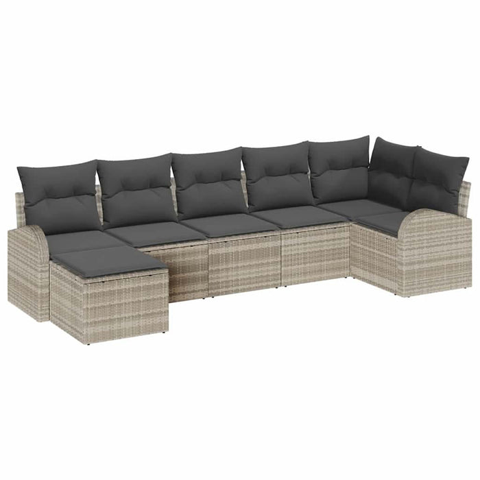 Set de canapele pentru grădină 7 pcs Gri deschis Rattan poli - WALTI WALTI