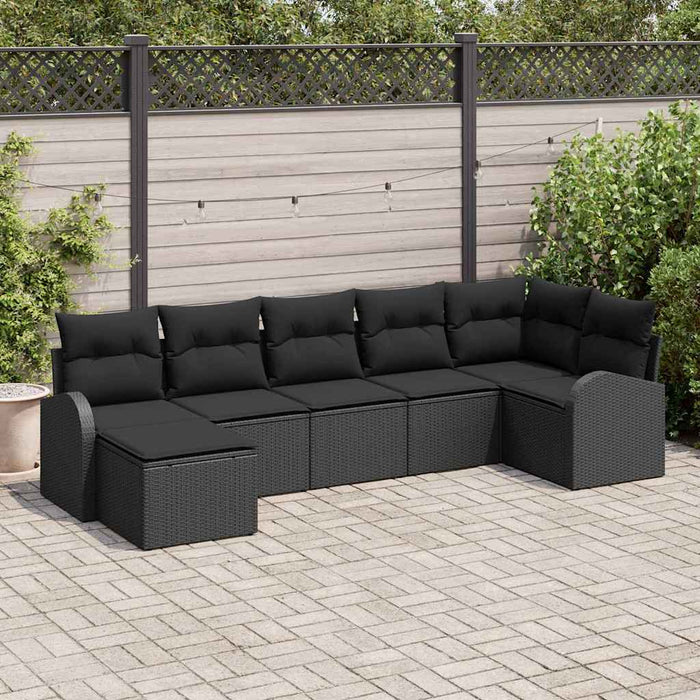 Set de canapele pentru grădină 7 pcs Negru Rattan poli - WALTI WALTI