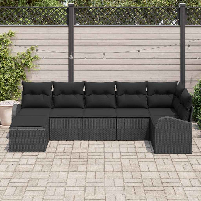 Set de canapele pentru grădină 7 pcs Negru Rattan poli - WALTI WALTI