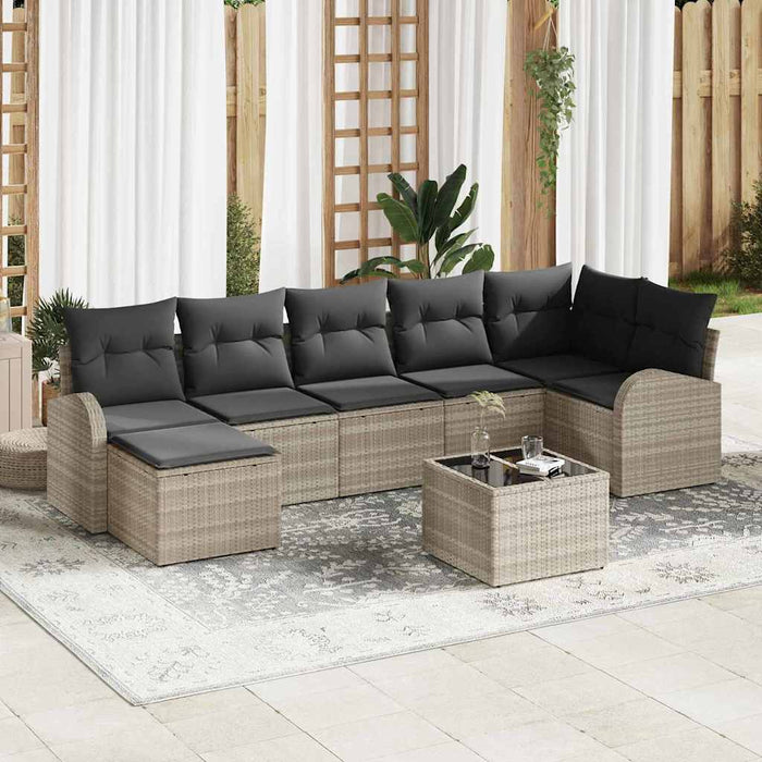 Set de canapele pentru grădină 8 pcs Gri deschis Rattan poli - WALTI WALTI