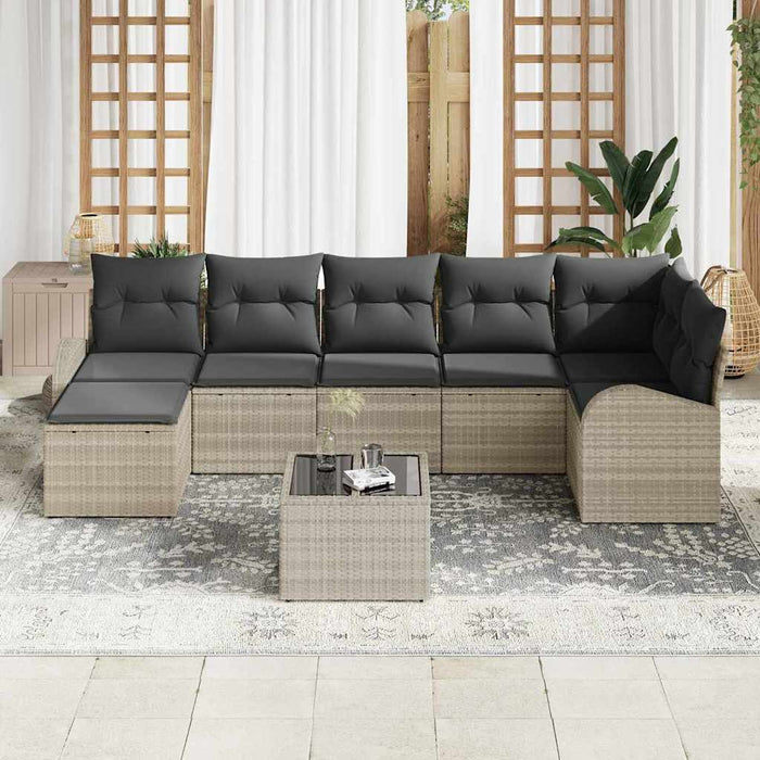 Set de canapele pentru grădină 8 pcs Gri deschis Rattan poli - WALTI WALTI