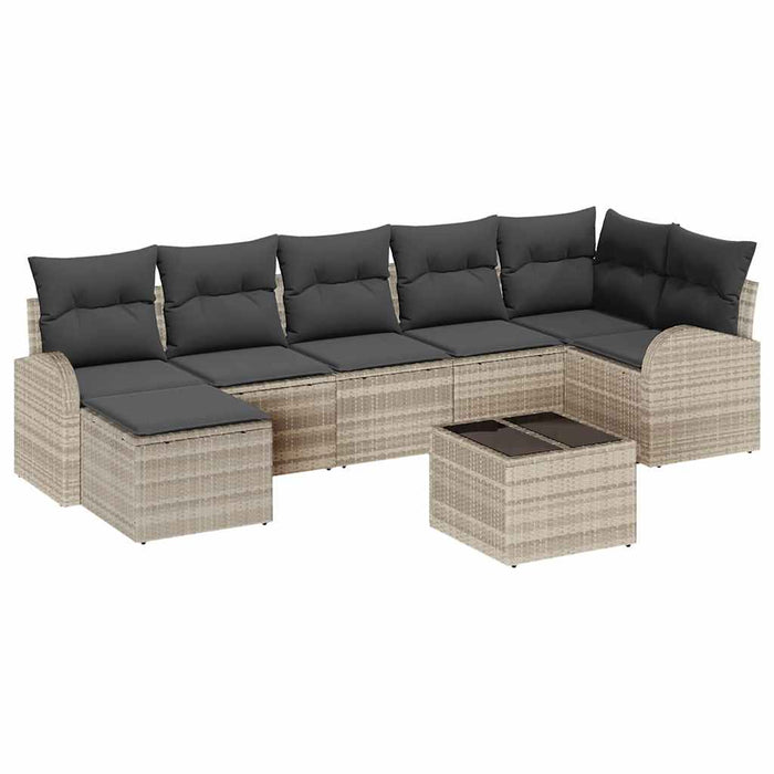 Set de canapele pentru grădină 8 pcs Gri deschis Rattan poli - WALTI WALTI