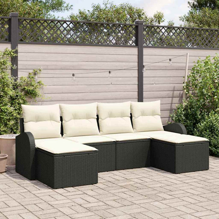 Set de canapele pentru grădină 6 pcs Negru, alb Rattan poli - WALTI WALTI