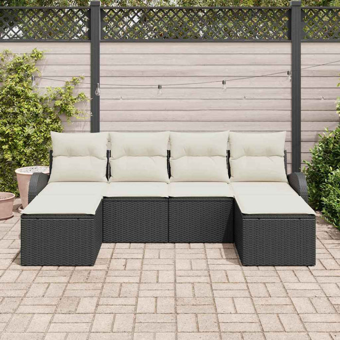 Set de canapele pentru grădină 6 pcs Negru, alb Rattan poli - WALTI WALTI