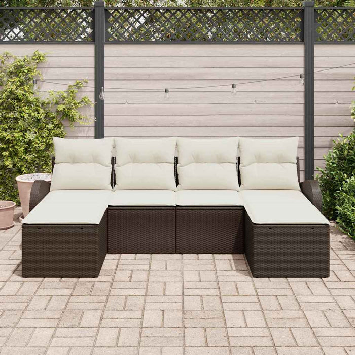 Set de canapele pentru grădină 6 pcs Maro și alb Rattan poli - WALTI WALTI