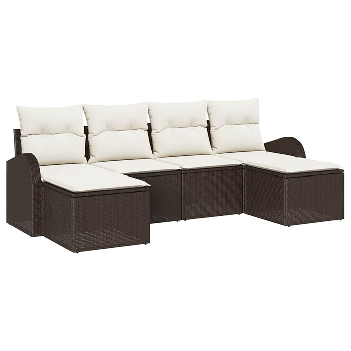 Set de canapele pentru grădină 6 pcs Maro și alb Rattan poli - WALTI WALTI