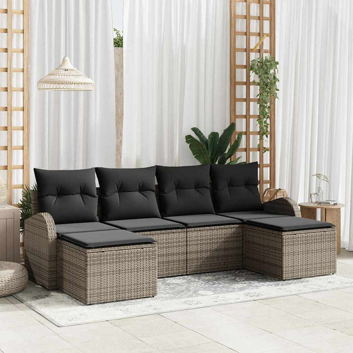 Set de canapele pentru grădină cu pernă 6 pcs Gri Rattan poli - WALTI WALTI