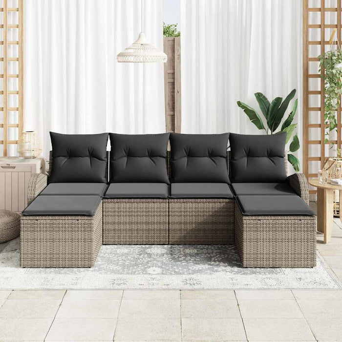 Set de canapele pentru grădină cu pernă 6 pcs Gri Rattan poli - WALTI WALTI