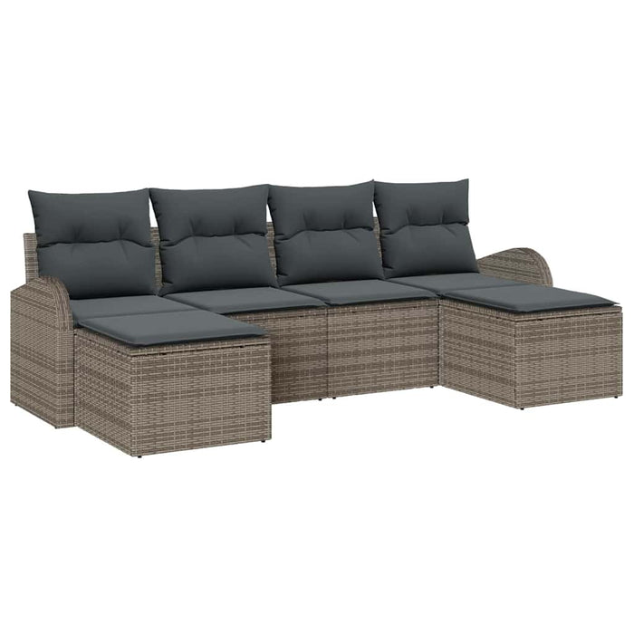 Set de canapele pentru grădină cu pernă 6 pcs Gri Rattan poli - WALTI WALTI