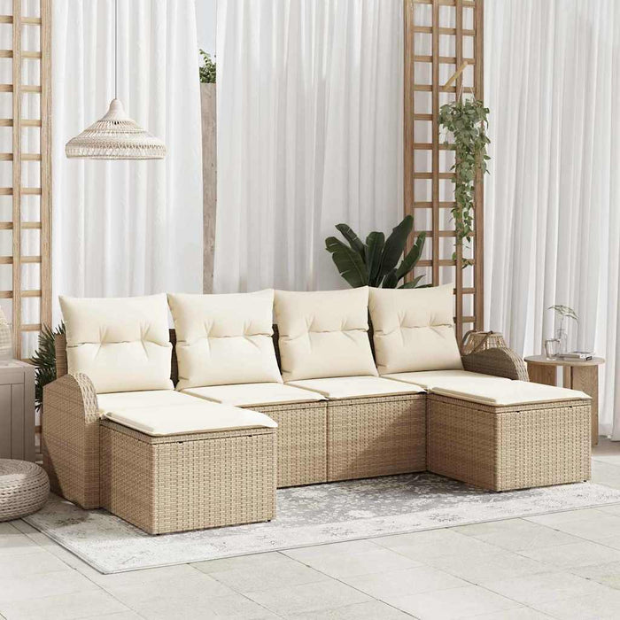 Set de canapele pentru grădină 6 pcs Bej, alb Rattan poli - WALTI WALTI
