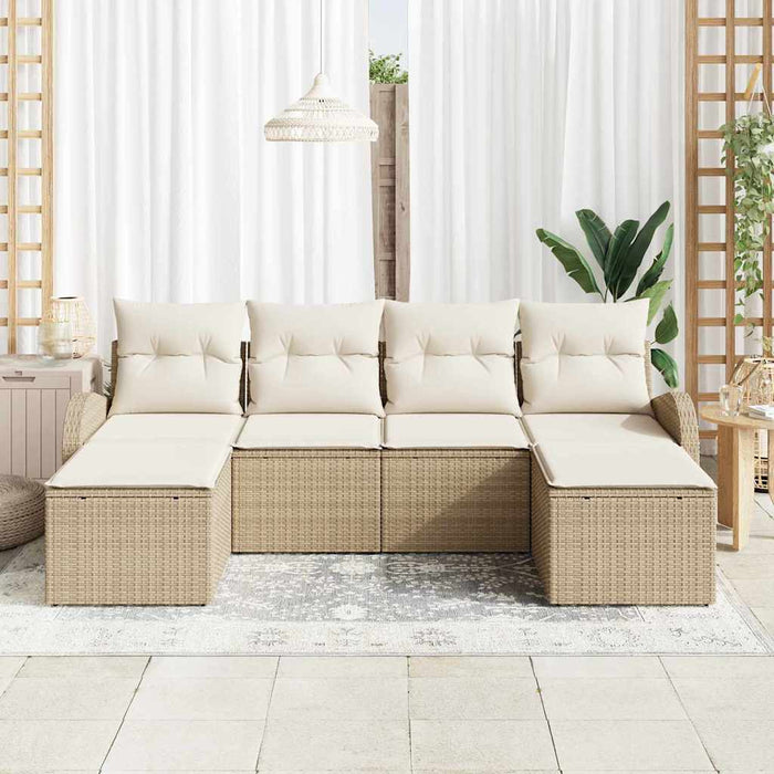 Set de canapele pentru grădină 6 pcs Bej, alb Rattan poli - WALTI WALTI