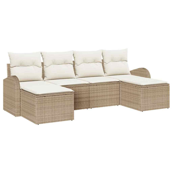 Set de canapele pentru grădină 6 pcs Bej, alb Rattan poli - WALTI WALTI