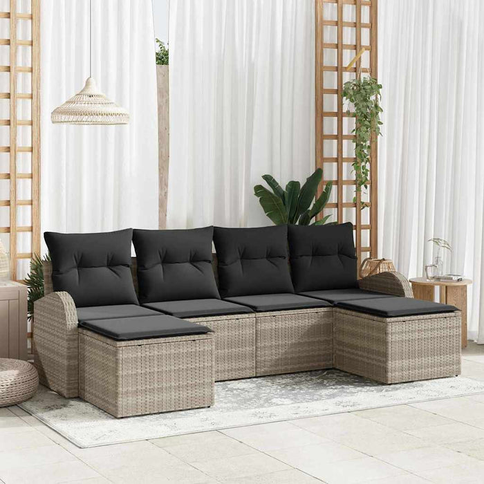 Set de canapele pentru grădină 6 pcs Gri deschis Rattan poli - WALTI WALTI