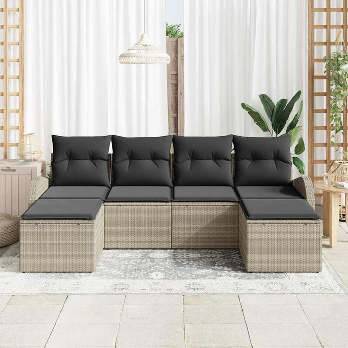 Set de canapele pentru grădină 6 pcs Gri deschis Rattan poli - WALTI WALTI