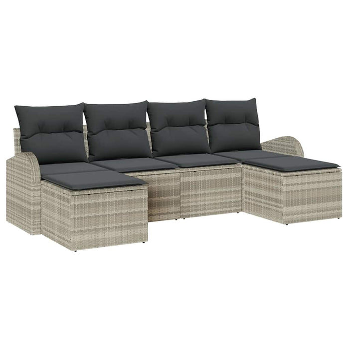 Set de canapele pentru grădină 6 pcs Gri deschis Rattan poli - WALTI WALTI