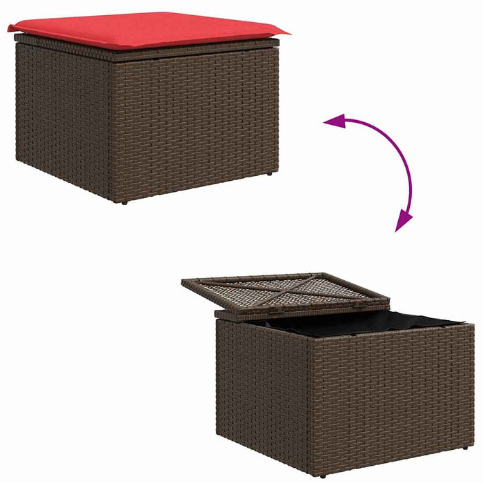 Set de canapea cu pernă 6 pcs Maro și roșu poliratan - WALTI WALTI
