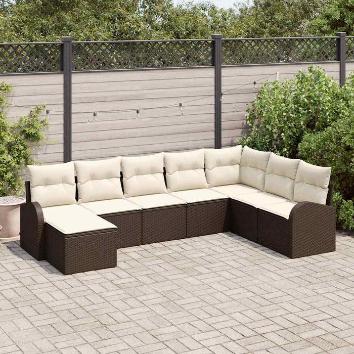 Set de canapele pentru grădină 8 pcs Maro și alb Rattan poli - WALTI WALTI
