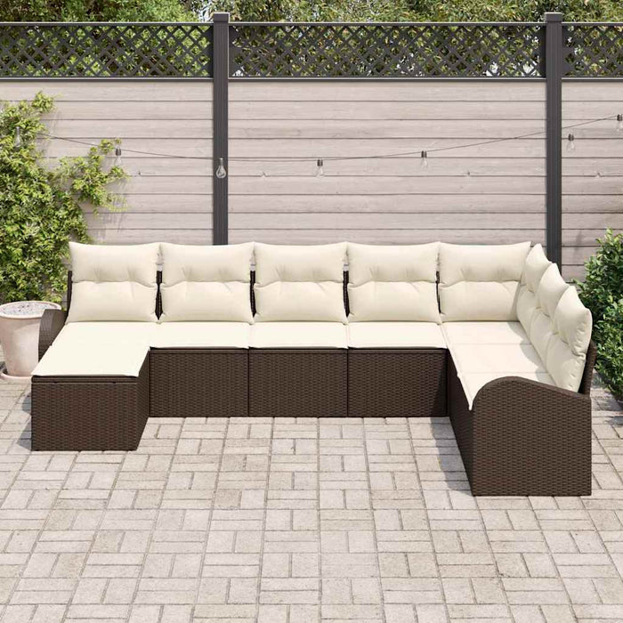 Set de canapele pentru grădină 8 pcs Maro și alb Rattan poli - WALTI WALTI