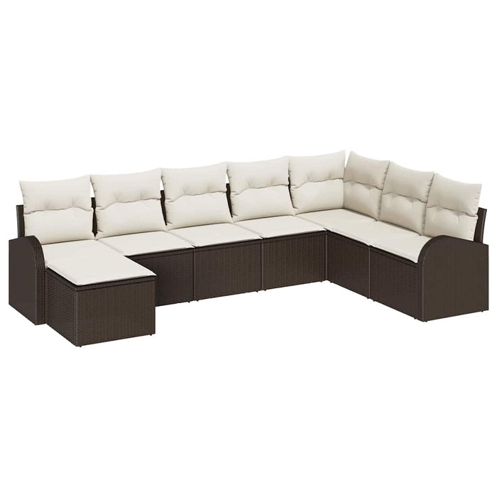 Set de canapele pentru grădină 8 pcs Maro și alb Rattan poli - WALTI WALTI