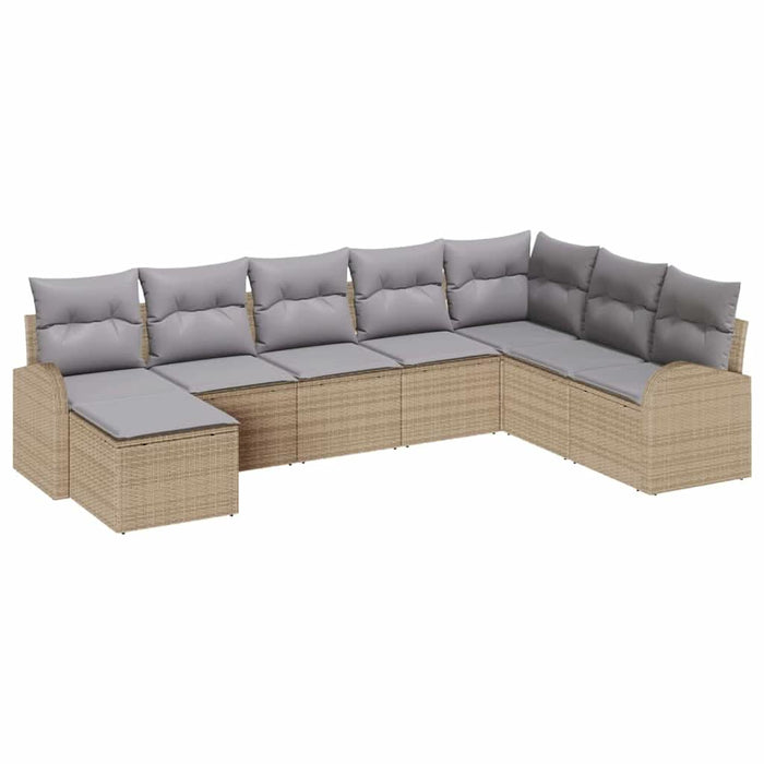 Set de canapea cu pernă 8 pcs Bej și gri deschis poliratan - WALTI WALTI